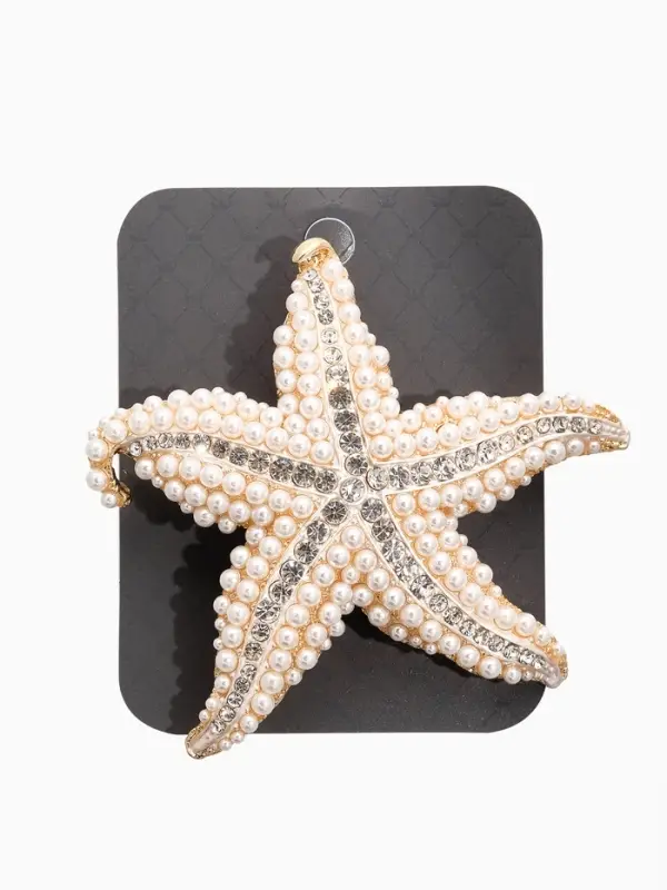 Брошь Брошь "Морская звезда", цвет белый в золоте