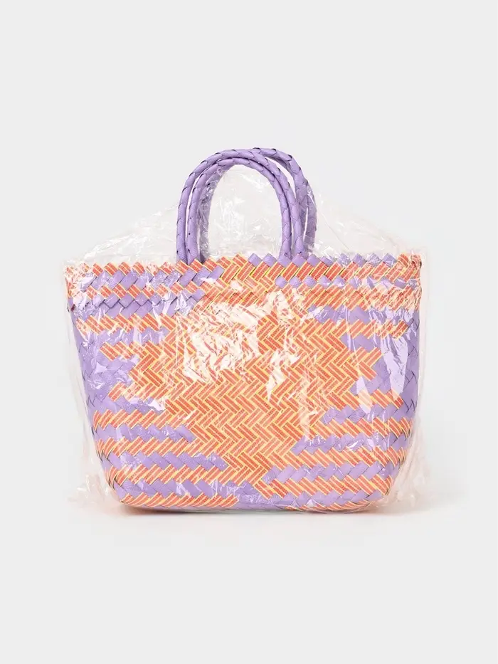 Сумка плетёная, 20&times;10&times;30 см, пластик, сиренево-жёлтая