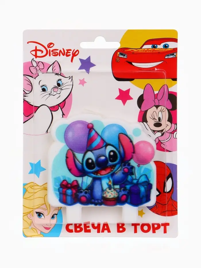 Свеча в торт 8×8 см, Стич