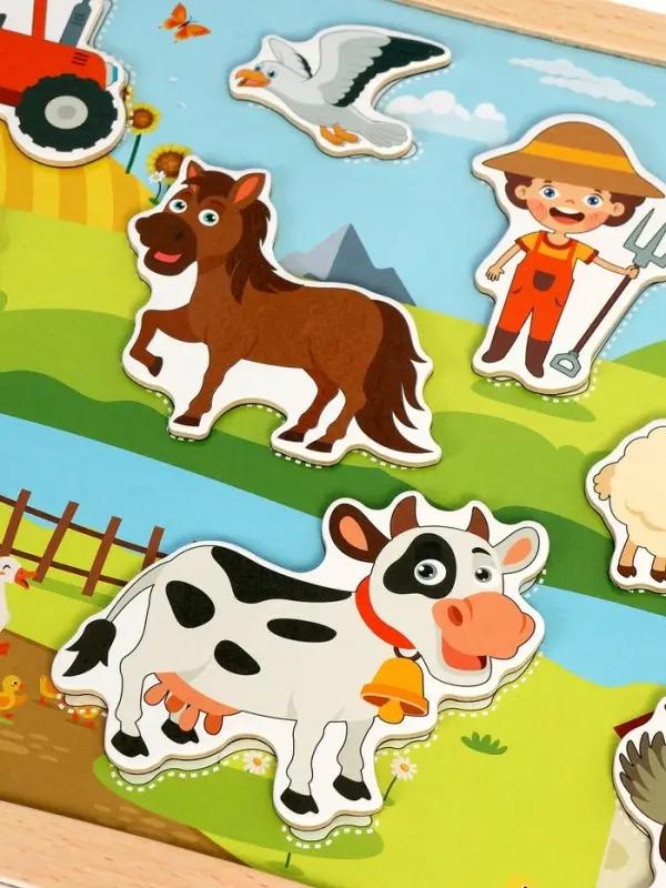Пазлы для малышей Пазлы для малышей "Ферма" цветные липучки