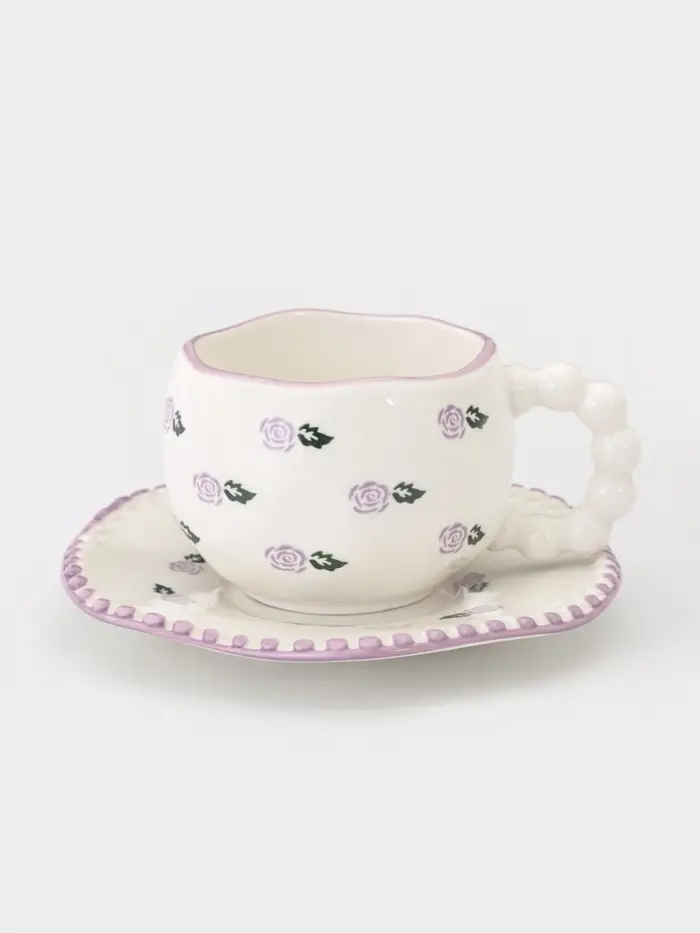Чайная пара "Фиолетовая роза" блюдце 16х1,5 см, чашка  13х10х7 см