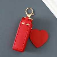 Брелок кожзам с карабином, с зеркалом "Для помады" красный 9,2х3х3,5 см