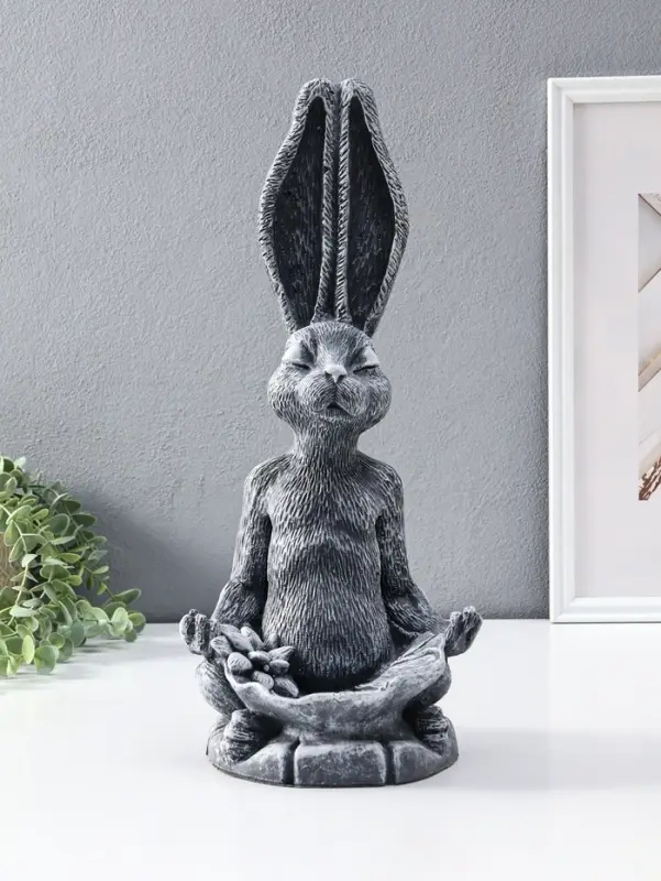 Фигура - подставка для мелочей &laquo;Заяц с лотосом&raquo;, 20&times;16&times;43 см, античный