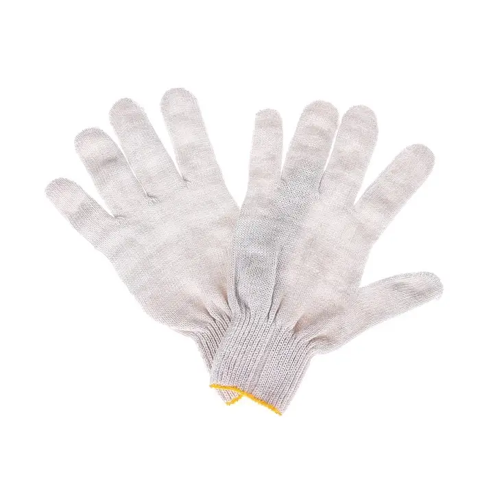 Перчатки садовые, хб, вязка 10 класс, 5 нитей, без покрытия, белые Перчатки садовые, хб, вязка 10 класс, 5 нитей, без покрытия, белые