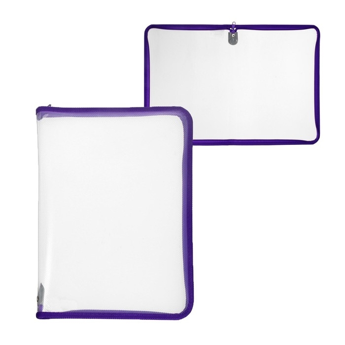 Папка пластиковая А4, 325 х 230 х 25 мм, молния вокруг, Calligrata Папка пластиковая А4, 325 х 230 х 25 мм, молния вокруг, Calligrata "Офис", ПМ-А4-01, 0.5 мм, прозрачная, фиолетовая