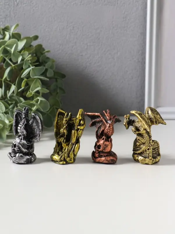 Сувенир полистоун "Мрачный дракон" набор 4 шт 3х4,7х6 см
