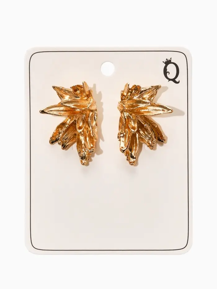 Серьги металл "Цветы половинки", цвет золото