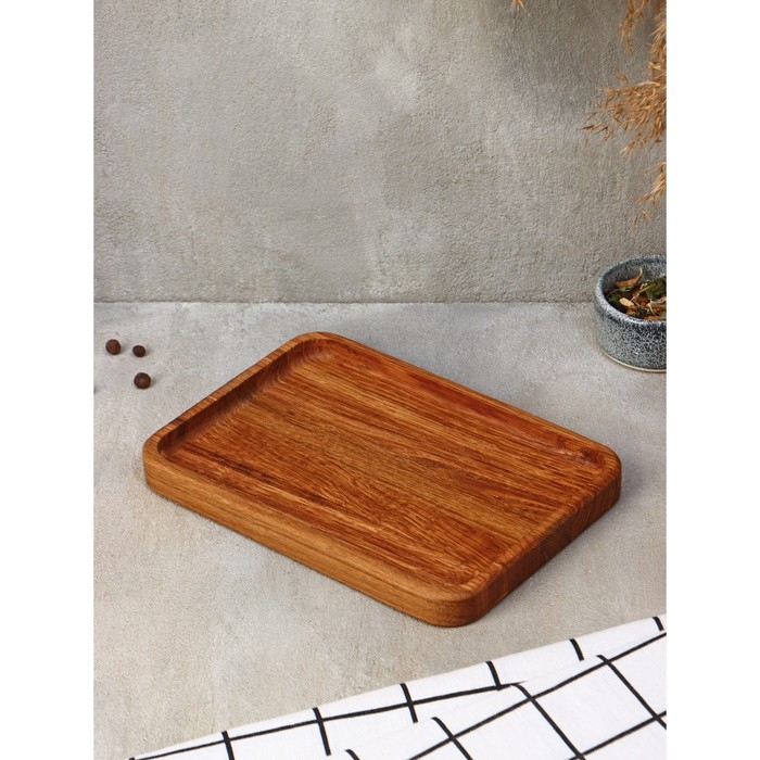 Блюдо - поднос для сервировки и подачи Adelica, 21×15×2 см, дуб