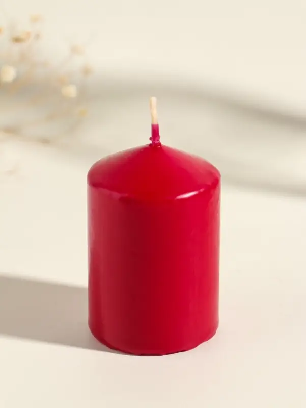 Набор: свеча - цилиндр &laquo;Интерьерный&raquo;, 4 шт., 6&times;4 см, 10 ч, бордовый