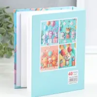 Фотоальбом на 100 фото 10х15 см "Зверята на дне рождении" 4,5х12,5х16,5 см