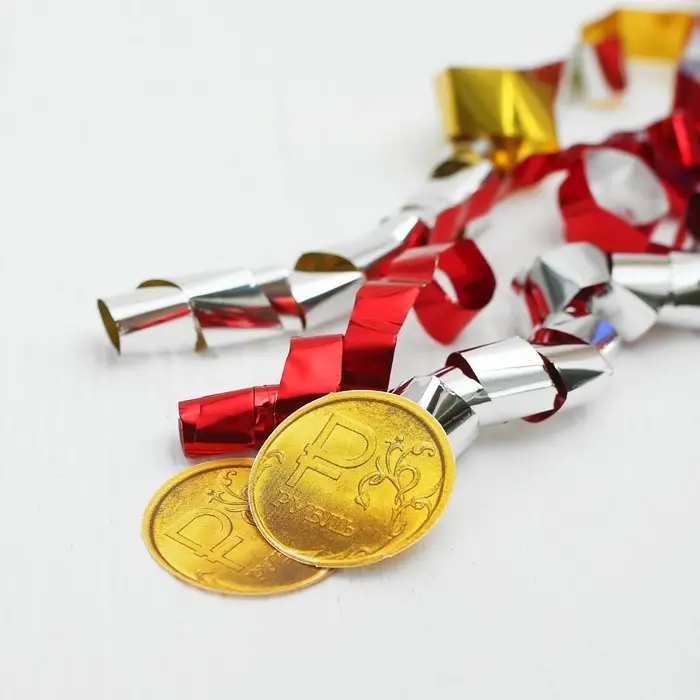 Хлопушка пневматическая &laquo;Денежная&raquo;, фольга, серпантин, вложения, 30 см