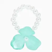 Кольцо "Цветок" трёхлистник жемчужный, цвет небесно-голубой безразмерное на резинке