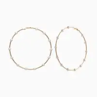 Серьги-кольца "Жемчуг" d=10см. №6, цвет белый в золоте