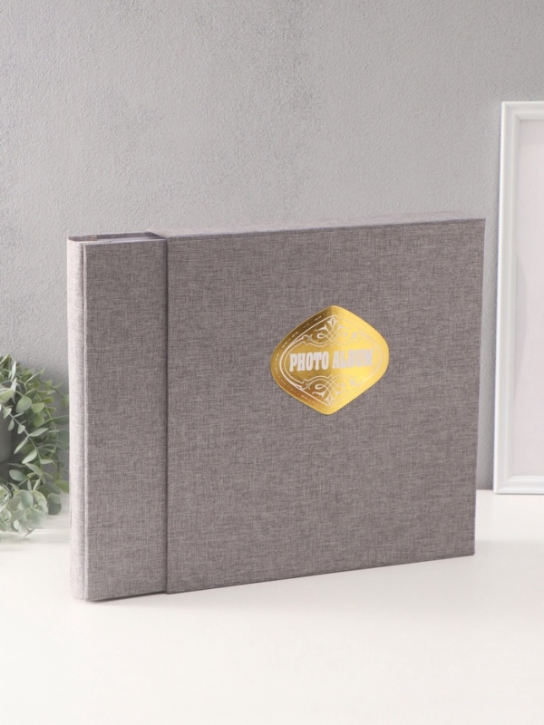 Фотоальбом на 500 фото 10х15 см Фотоальбом на 500 фото 10х15 см "Текстильный альбом" в коробке серый 4,7х33х34 см