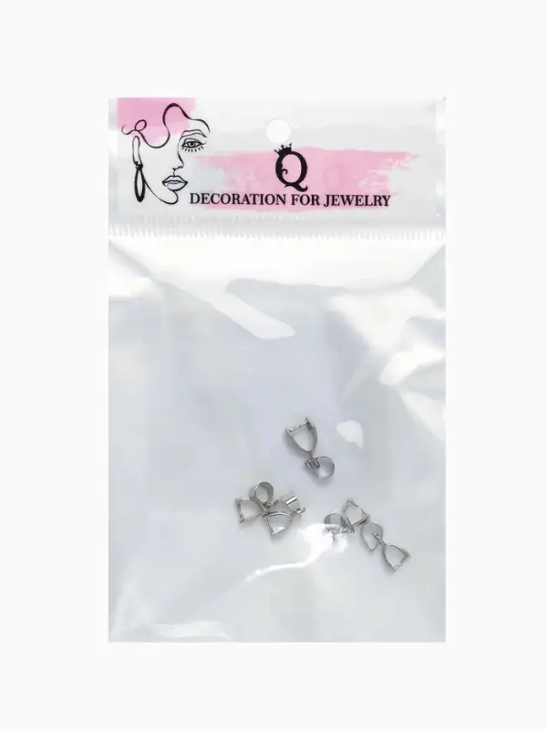 Держатель для кулона, 14&times;6 мм (набор 5 шт.), цвет серебро