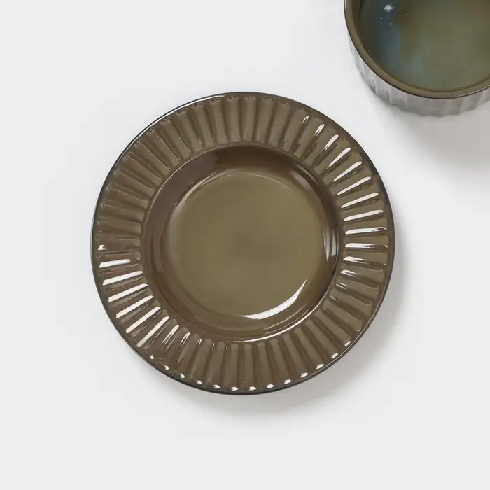 Чайная пара &laquo;Винтаж&raquo;, чашка 250 мл, блюдце d=15.5 см, керамика, зелёная