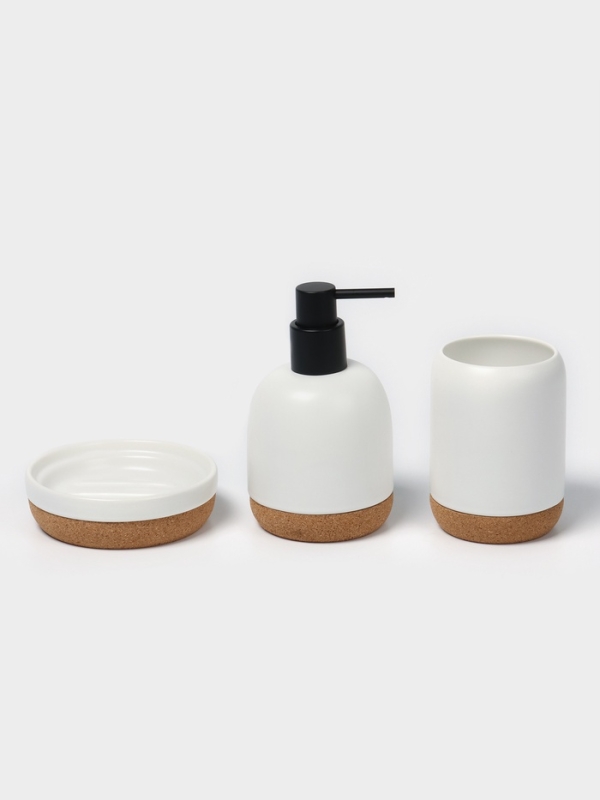 Набор для ванной Набор для ванной "Пробка" 3 предмета (дозатор для мыла, стакан, мыльница)