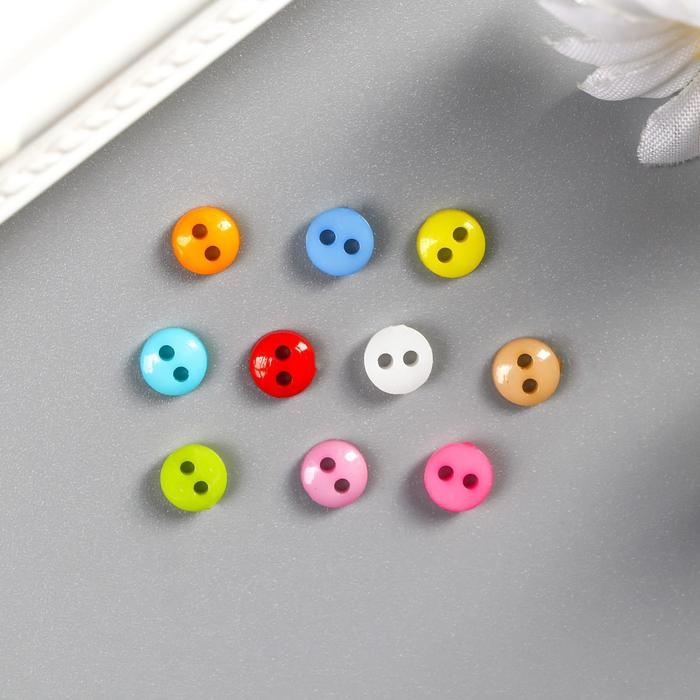 Пуговицы пластик для творчества 2 прокола Пуговицы пластик для творчества 2 прокола "Цветные пуговички" набор 100 шт 0,6х0,6 см