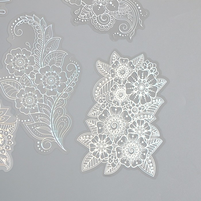 Наклейки для творчества Наклейки для творчества "Голография. Цветочные узоры" d=10 см набор 10 шт 0,2х14х11 см