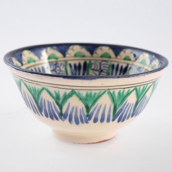 Пиала чайная Риштанская керамика  Пиала чайная Риштанская керамика "Цветы" большая, 11 см, микс