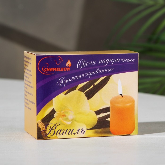 Набор свечей-столбиков 2 шт, 4х6 см, ваниль Набор свечей-столбиков 2 шт, 4х6 см, ваниль