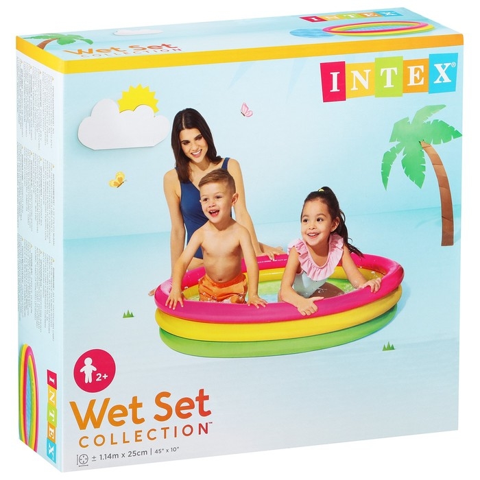Бассейн надувной «Радуга», с надувным дном, 114 х 25 см, от 2 лет, 57412NP INTEX Бассейн надувной «Радуга», с надувным дном, 114 х 25 см, от 2 лет, 57412NP INTEX