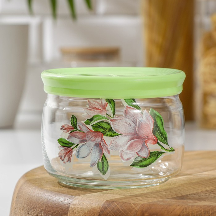 Банка для сыпучих продуктов «Магнолия», 420 мл, цвет МИКС Банка для сыпучих продуктов «Магнолия», 420 мл, цвет МИКС