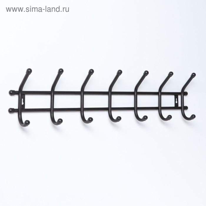 Вешалка настенная «Уют», 7 крючков, 66×15×8 см, цвет чёрный Вешалка настенная «Уют», 7 крючков, 66×15×8 см, цвет чёрный