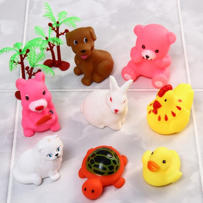 Набор резиновых игрушек для ванны «На острове», с пищалкой, 8 шт, Крошка Я Набор резиновых игрушек для ванны «На острове», с пищалкой, 8 шт, Крошка Я