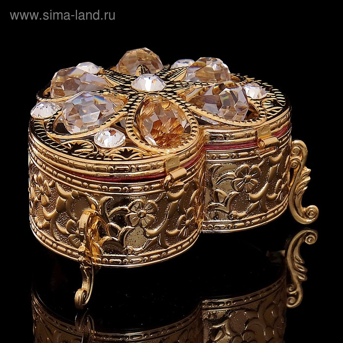 Шкатулка «Грация», с бархатом, 6,8×6,2×4.6 см, с кристаллами Шкатулка «Грация», с бархатом, 6,8×6,2×4.6 см, с кристаллами