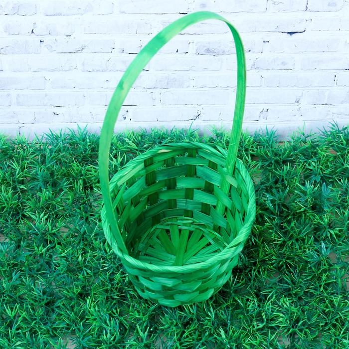 Корзина плетёная, бамбук, зелёная, средняя Корзина плетёная, бамбук, зелёная, средняя