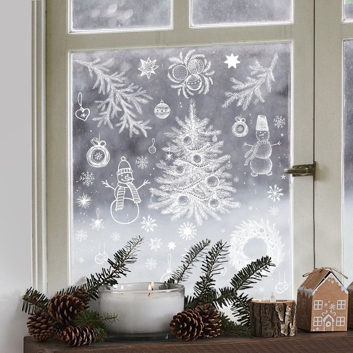 Наклейки новогодние на окна, виниловые &laquo;Сказка рядом&raquo;, многоразовые, 70 х 25 см, Новый год