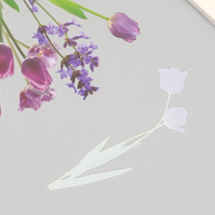 Наклейки пластик Наклейки пластик "Цветы и цитаты. Сиреневые" набор 12 шт 8,5х21,5х0,2 см