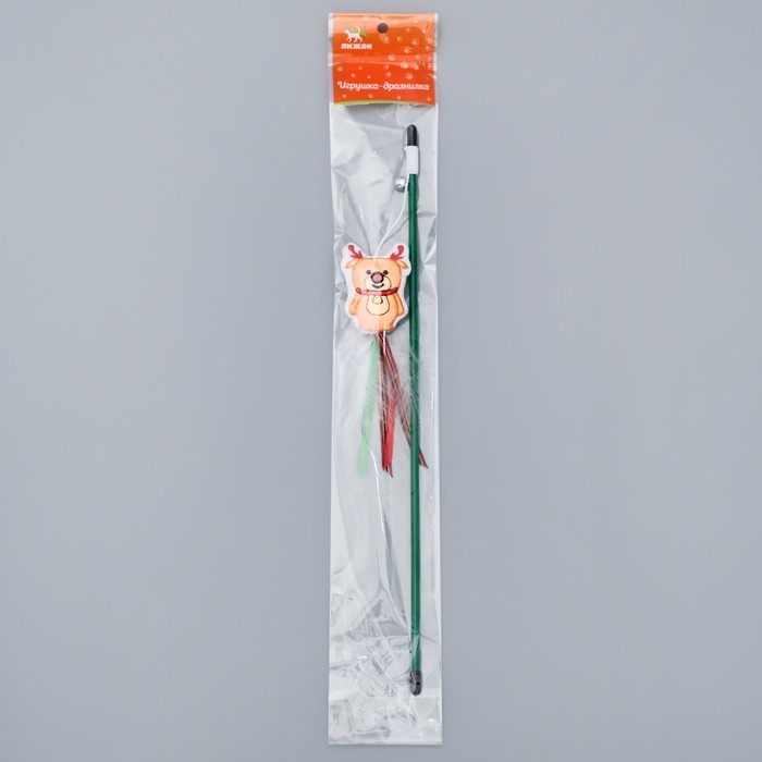 Новый год. Дразнилка-удочка для кошек с бубенчиком "Красный нос", 40 см
