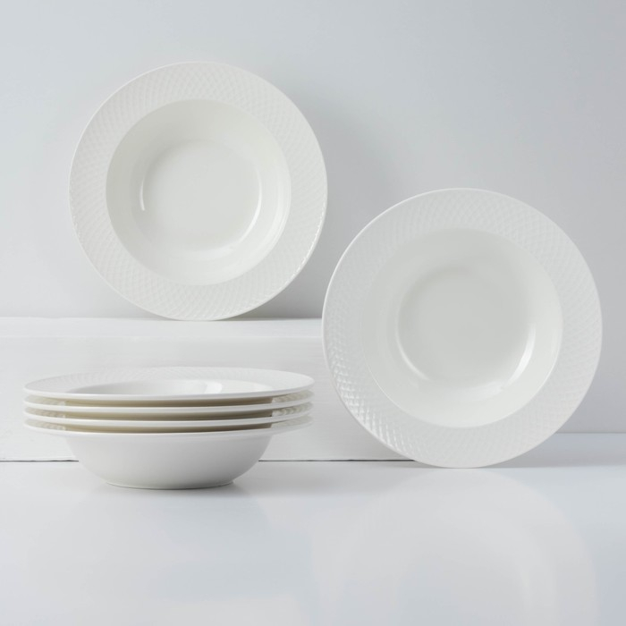 Набор тарелок глубоких фарфоровых Wilmax «Юлия Высоцкая», 6 предметов: 400 мл, d=22,5 см, цвет белый Набор тарелок глубоких фарфоровых Wilmax «Юлия Высоцкая», 6 предметов: 400 мл, d=22,5 см, цвет белый