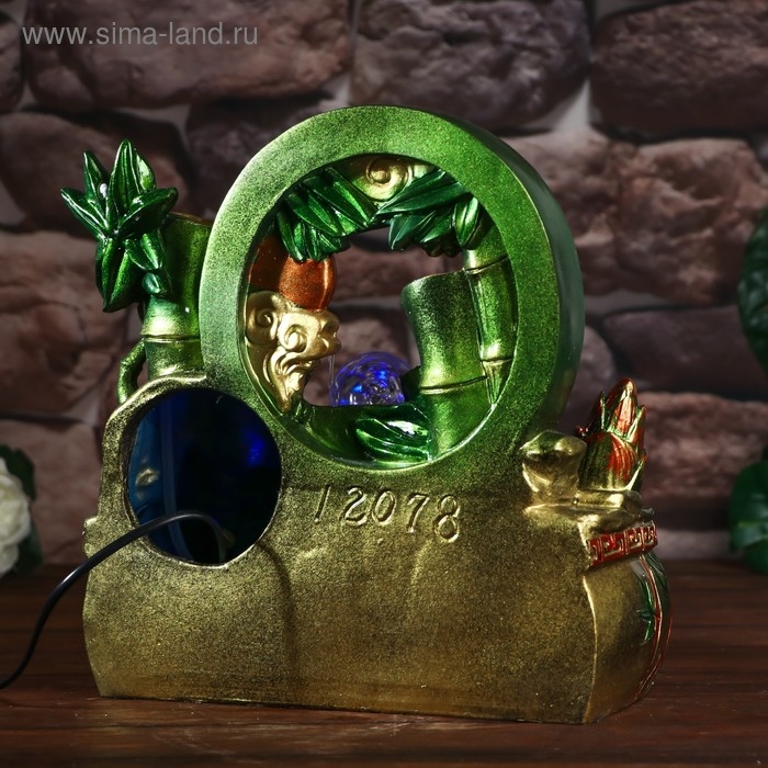 Фонтан настольный от сети, подсветка Фонтан настольный от сети, подсветка "Бамбук и слитки" 31,5х32х20,5 см