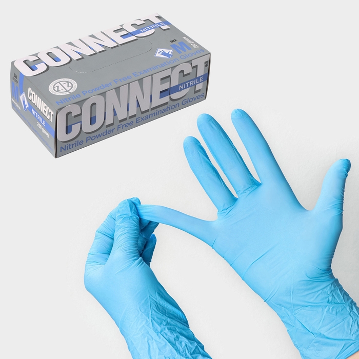 Перчатки нитриловые Nitrile, смотровые, нестерильные, размер М, 200 шт/уп (100 пар), цвет голубой Перчатки нитриловые Nitrile, смотровые, нестерильные, размер М, 200 шт/уп (100 пар), цвет голубой