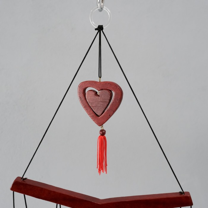 Музыка ветра металл, дерево Музыка ветра металл, дерево "Двойное сердце" 7 трубок 72х19 см