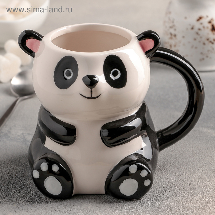 Кружка керамическая «Панда», 480 мл, цвет белый и чёрный Кружка керамическая «Панда», 480 мл, цвет белый и чёрный