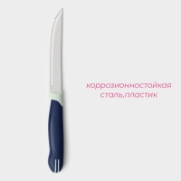 Нож кухонный для цитрусовых Доляна «Страйп», зубчатое лезвие 11,5 см, цвет синий