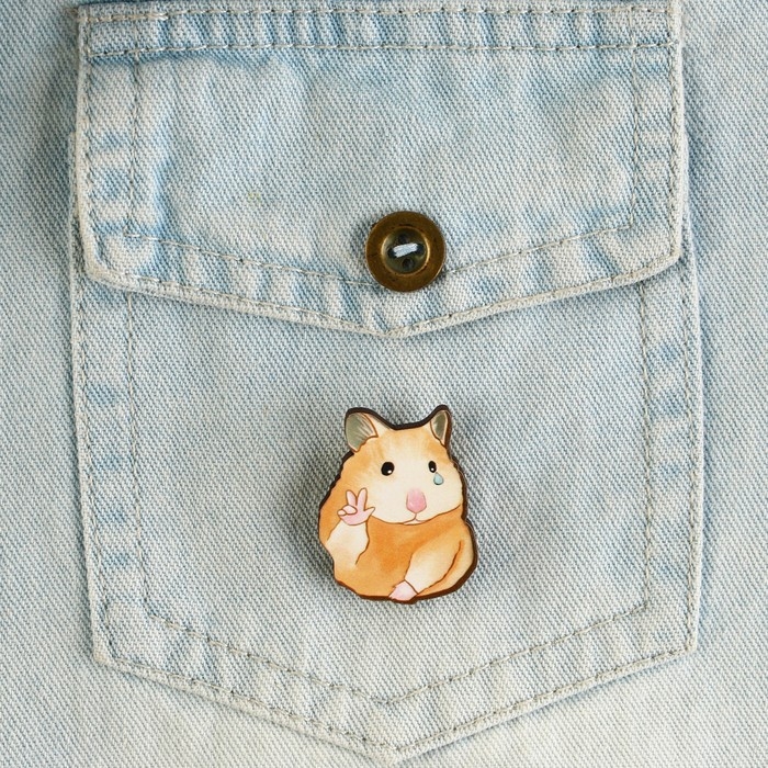 Значок деревянный «Хомяк », серия мемы , 2,6 х 3,3 см Значок деревянный «Хомяк », серия мемы , 2,6 х 3,3 см