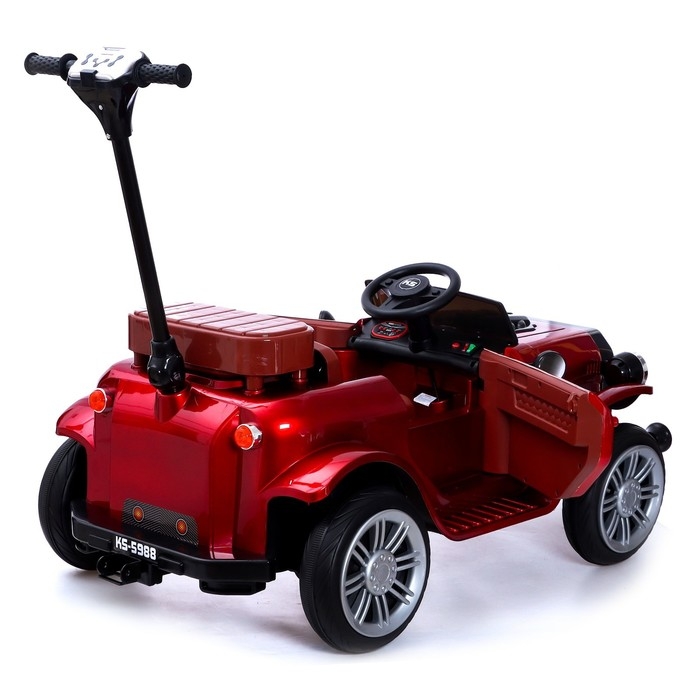 Электромобиль «Ретро», с подставкой для родителя, цвет красный глянец Электромобиль «Ретро», с подставкой для родителя, цвет красный глянец