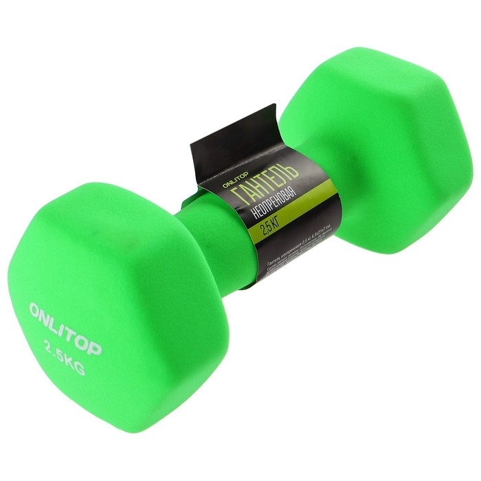 Гантель неопреновая ONLITOP, 2,5 кг, цвета МИКС