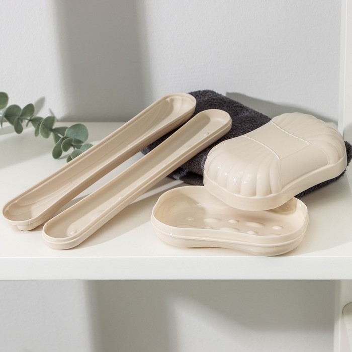 Набор «Дорожный», 2 предмета: мыльница, футляр для зубной щетки, цвета МИКС Набор «Дорожный», 2 предмета: мыльница, футляр для зубной щетки, цвета МИКС