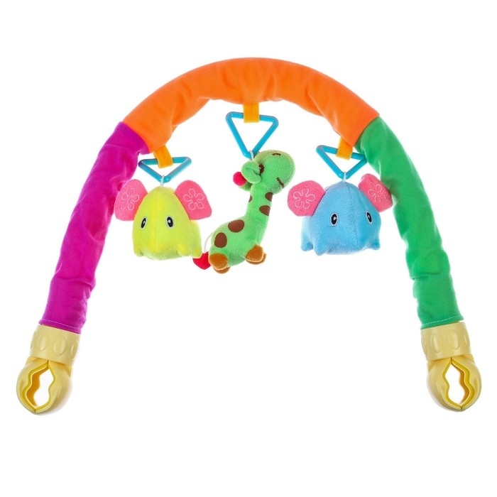 Дуга игровая мягкая на кроватку, коляску «Слоники», 25-84 см, погремушки, 3 игрушки МИКС, Крошка Я Дуга игровая мягкая на кроватку, коляску «Слоники», 25-84 см, погремушки, 3 игрушки МИКС, Крошка Я