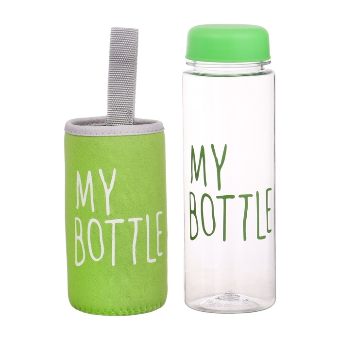 Бутылка для воды, 500 мл, My bottle, 19.5 х 6 см, чехол в комплекте, салатовая Бутылка для воды, 500 мл, My bottle, 19.5 х 6 см, чехол в комплекте, салатовая