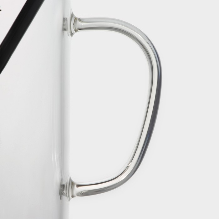 Кружка стеклянная с керамической крышкой и ложкой «Хипстер», 450 мл, рисунок МИКС Кружка стеклянная с керамической крышкой и ложкой «Хипстер», 450 мл, рисунок МИКС