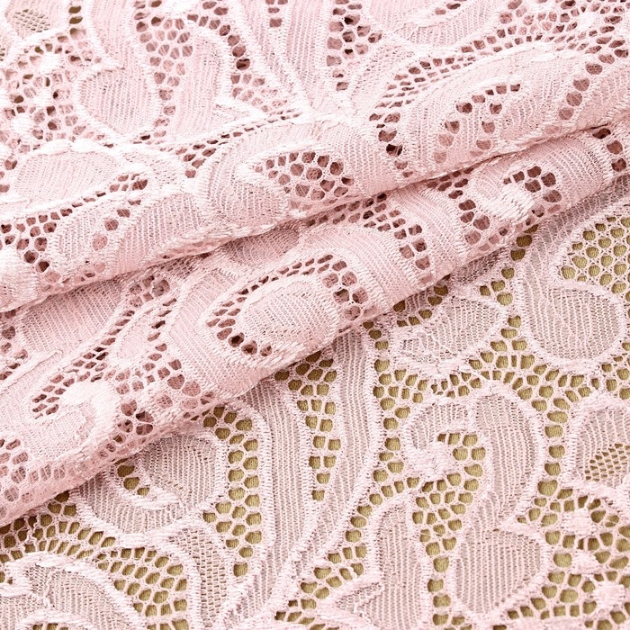 Кружевная эластичная ткань, 175 мм × 2,7 ± 0,5 м, цвет пудровый