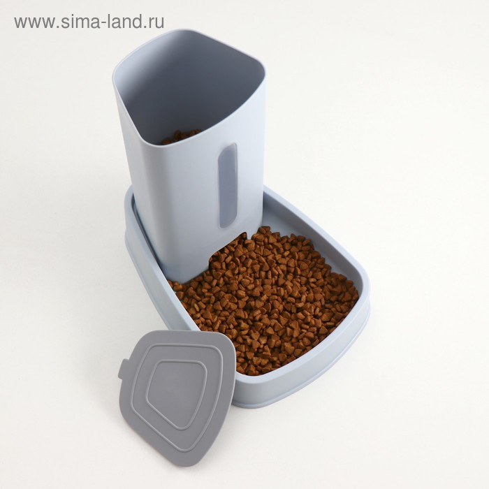 Автокормушка со скошенной миской, нескользящие ножки 3 л, серая Автокормушка со скошенной миской, нескользящие ножки 3 л, серая