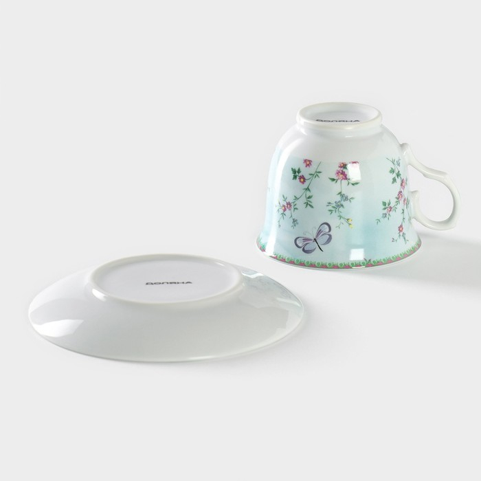 Чайная пара керамическая Доляна «Пелагея», 2 предмета: чашка 220 мл, блюдце d=14 см Чайная пара керамическая Доляна «Пелагея», 2 предмета: чашка 220 мл, блюдце d=14 см